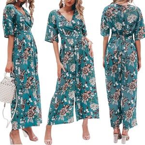 Floral Jumpsuit with Tie Waistband
